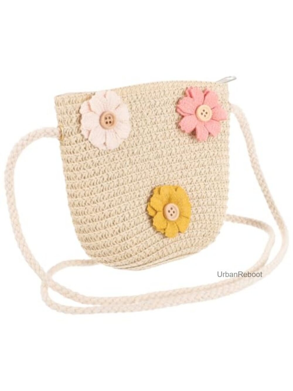 Little Girls Straw Crossbody Bag Handwoven Summer Shoulder Purse Woven Beach